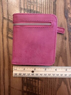 Compact Pink Zip Wallet